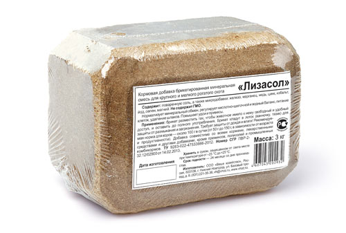 Кормовая добавка ЛИЗАСОЛ - солевой лизунец для рогатого скота 3 кг