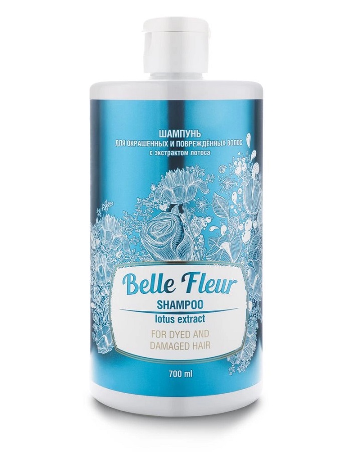 цена Шампунь Belle Fleur для окрашенных и поврежденных волос с экстрактом лотоса 700 мл.