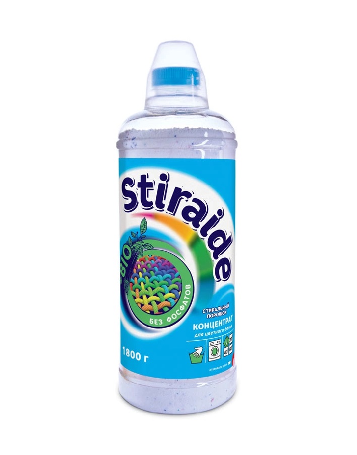 Стиральный порошок для цветного белья Stiraide,бутылка с мерным колпачком 1800 г. стиральный порошок bioretto для цветного белья 920 гр