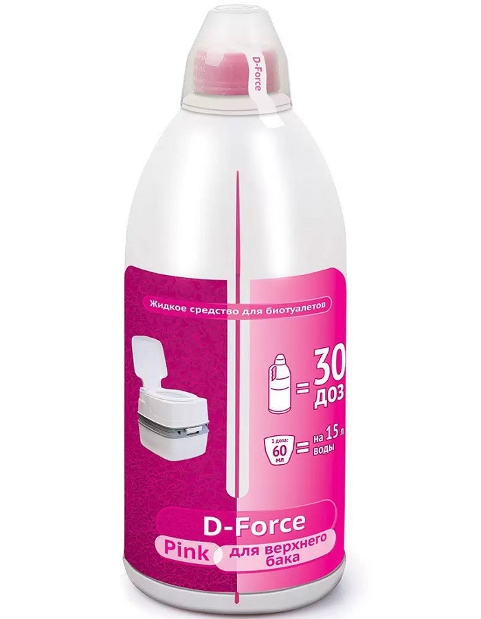 Жидкое средство для биотуалетов D-FORCE pink 0,5 л (для верхнего сливного бака биотуалета) биоконверсия d force 75 гр