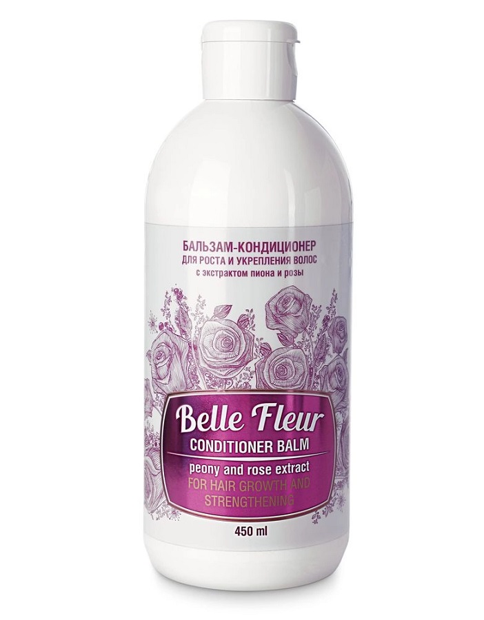 шампунь belle fleur для окрашенных и поврежденных волос с экстрактом лотоса 700 мл Бальзам-кондиционер Belle Fleur для роста и укрепления волос с экстрактом пиона и розы 450 мл.