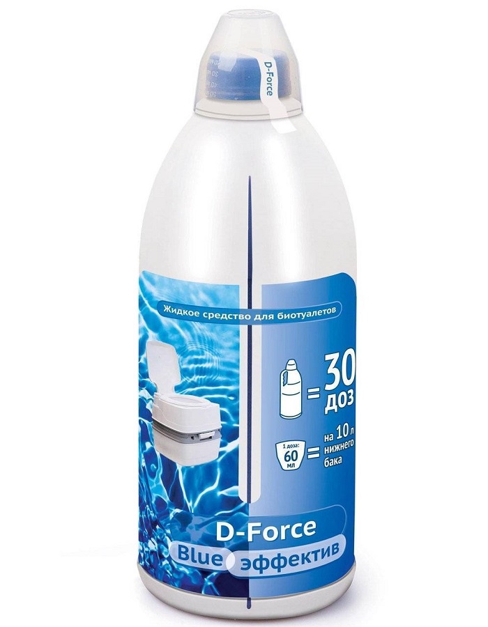 Жидкое средство для биотуалетов D-FORCE blue 0,5 л (для нижнего сливного бака биотуалета) биоконверсия d force 75 гр