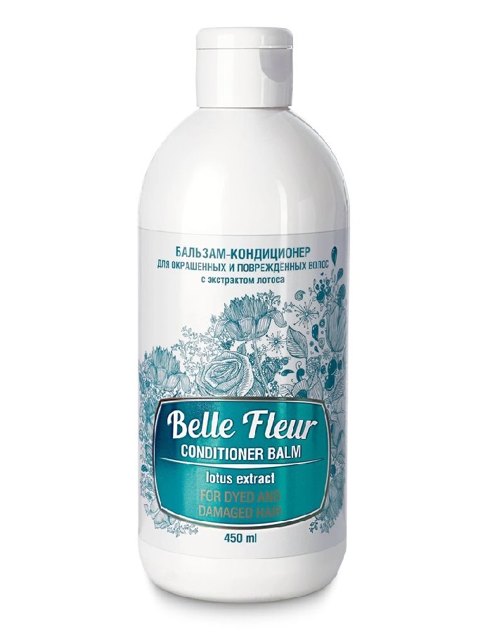 цена Бальзам-кондиционер Belle Fleur для окрашенных и поврежденных волос с экстрактом лотоса 450 мл.