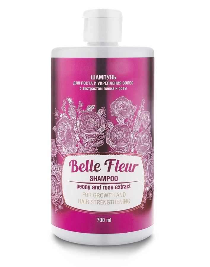 Шампунь Belle Fleur для роста и укрепления волос с экстрактом пиона и розы 700 мл. цена и фото