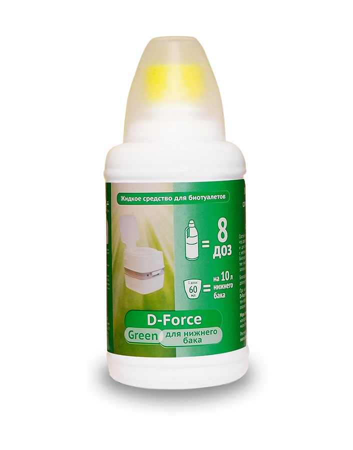 

Жидкое средство для биотуалетов D-FORCE green (для нижнего сливного бака биотуалета)