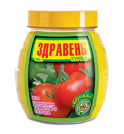 Здравень Турбо для подкормки перцев и томатов, банка-бочка 300 гр.