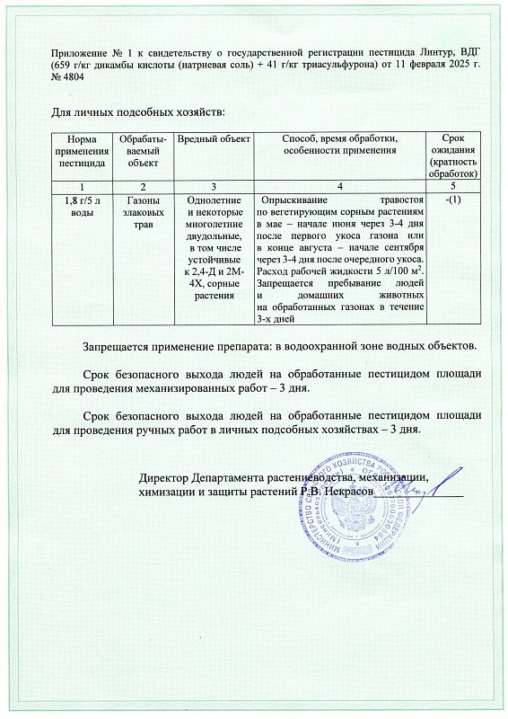 Линтур — гербицид системного действия