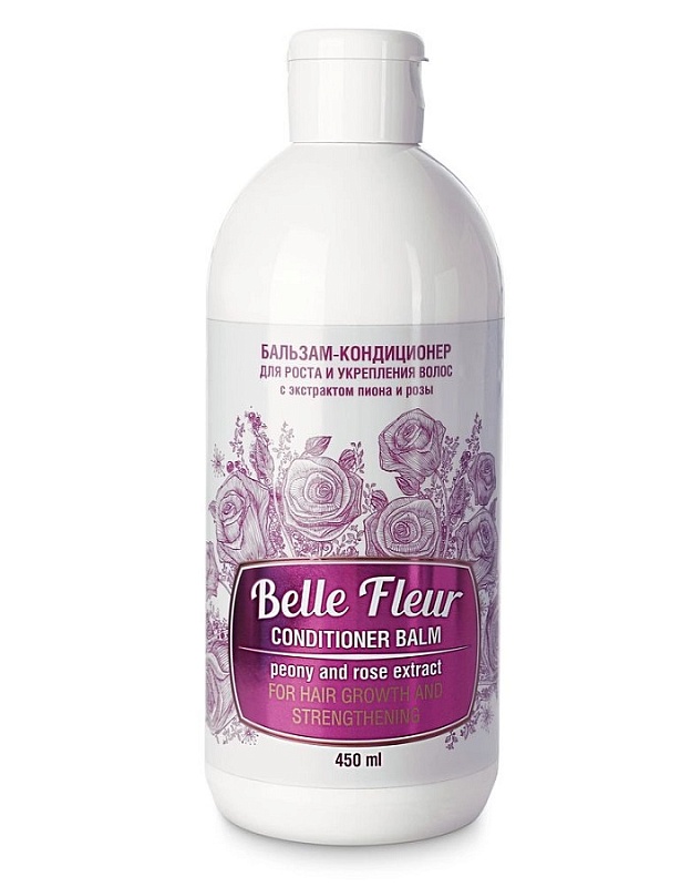 Бальзам-кондиционер Belle Fleur для роста и укрепления волос с экстрактом пиона и розы 450 мл. 