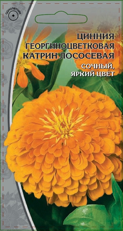 Цинния георгиноцветковая Катрин лососевая 0,5 гр