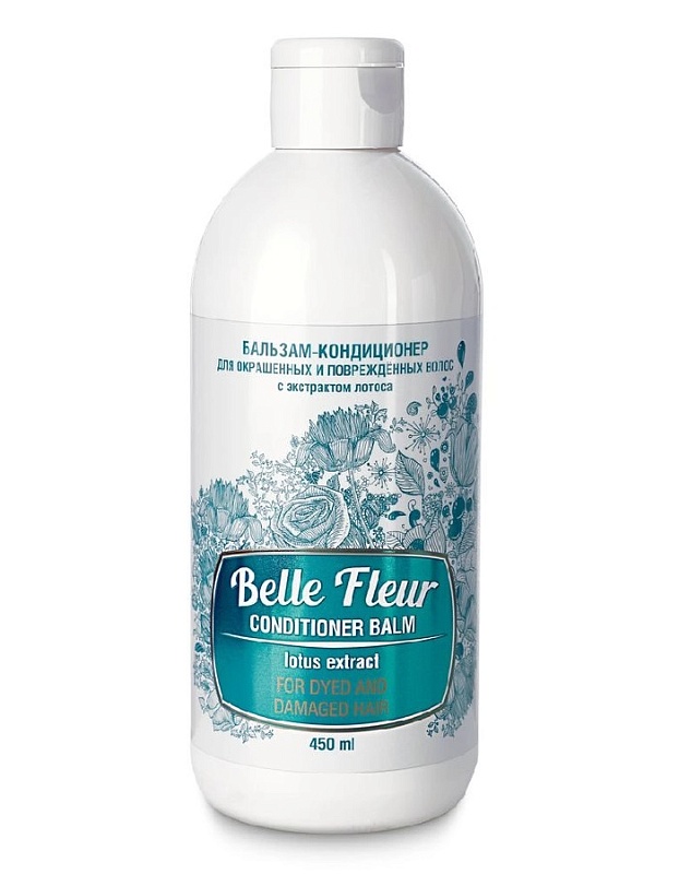 Бальзам-кондиционер Belle Fleur для окрашенных и поврежденных волос с экстрактом лотоса 450 мл. 