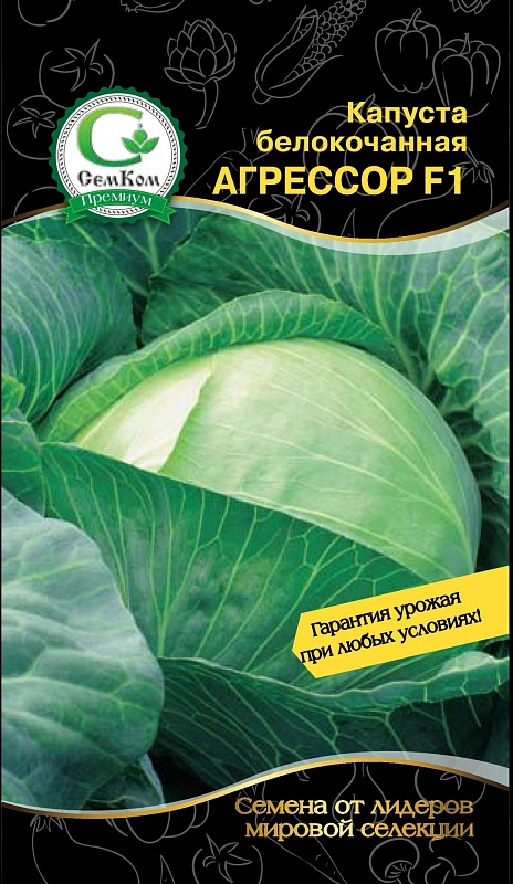 Капуста белокочанная ср/п Агрессор F1 (Syngenta) 10шт, цв.п.