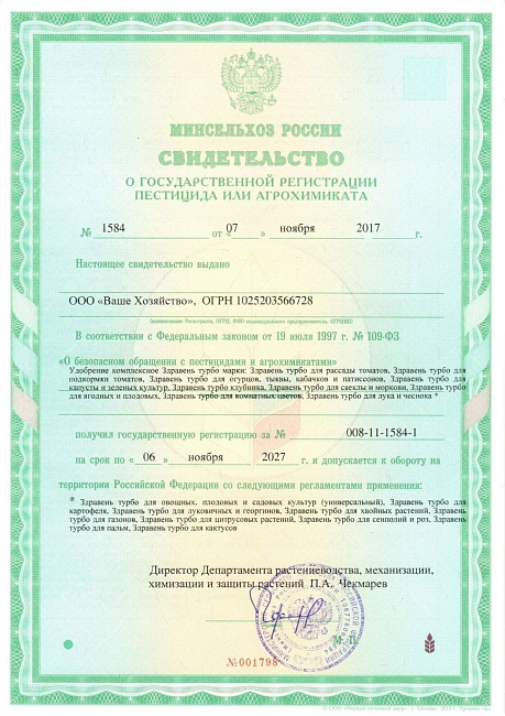 Удобрение Здравень турбо для комнатных цветов 