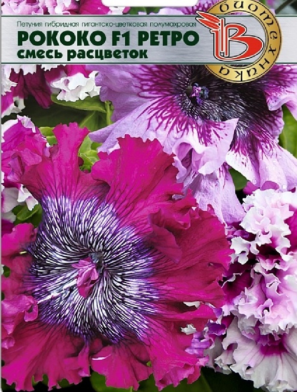 Петуния Рококо F1 Ретро смесь расцветок 12 шт Гигантско-цветковая